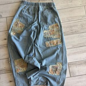 Unique Blue Jeans with Patchwork